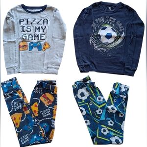 2 boys long sleeve pajama sets Gaming and Soccer size Medium